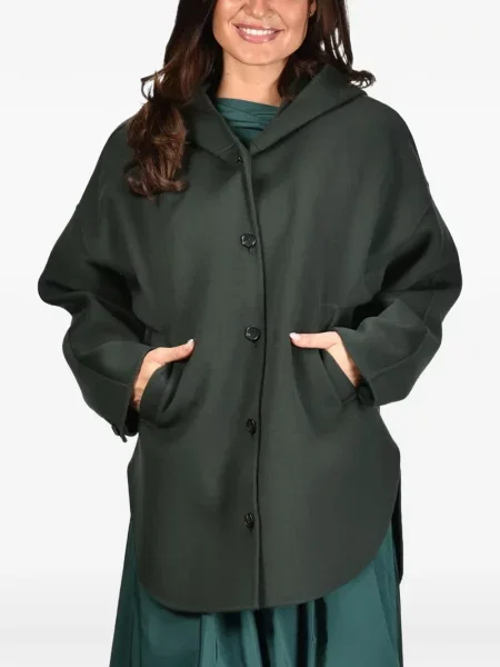 Palton 's Max Mara cu glugă verde