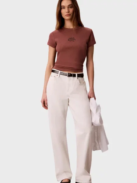 Дитяча футболка Calvin Klein Jeans коричнева