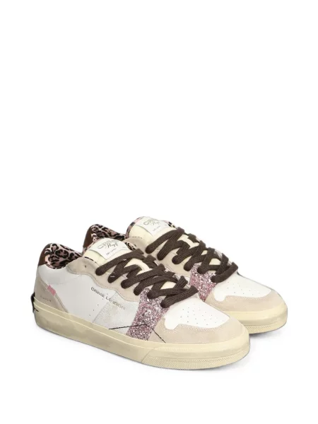Sneakerși Crime London cu imagine cu model leopard alb