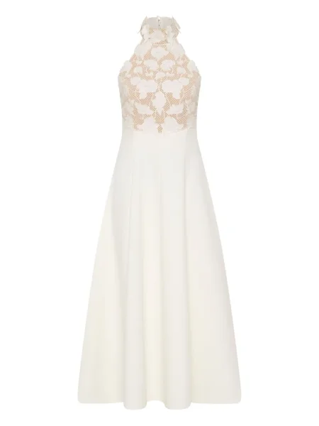 Rochie midi Rebecca Vallance din dantelă până la genunchi de costum alb