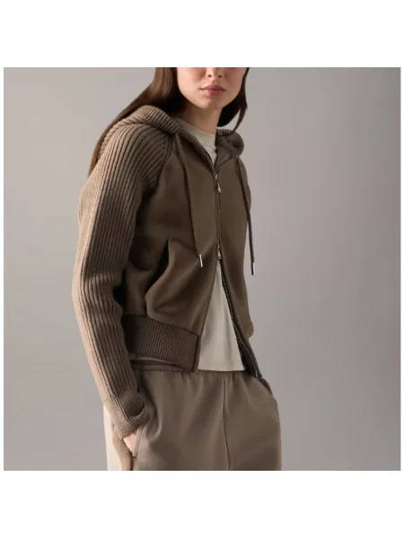 Bluza z kapturem Moose Knuckles wełniana z kapturem brązowa