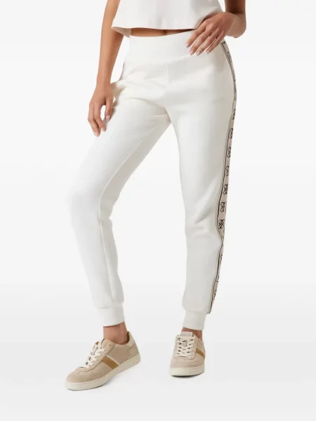 Pantaloni Guess alergare cu autograf alb