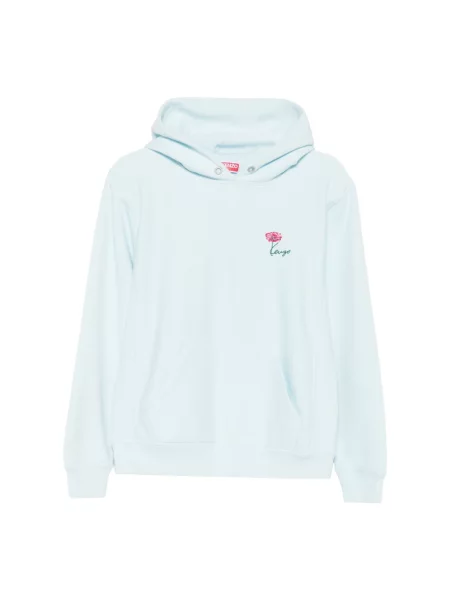 Bluza z kapturem Kenzo w kwiatki z kapturem niebieska