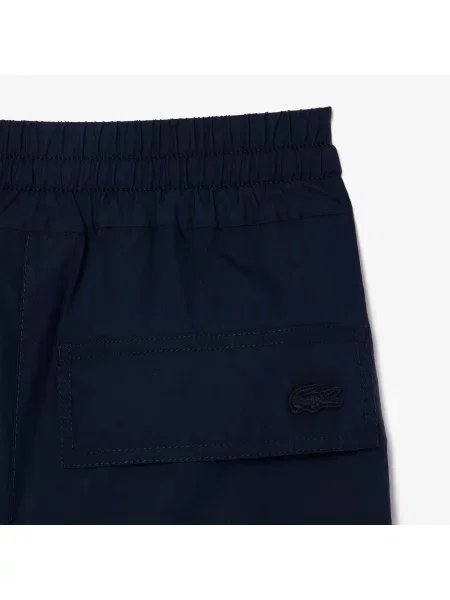 Lacoste Spodnie Oversize Z Mieszanki Bawełny Z Szerokimi Nogawkami granatowe
