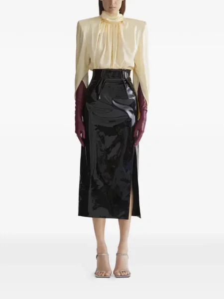 Top Mugler drapat negru