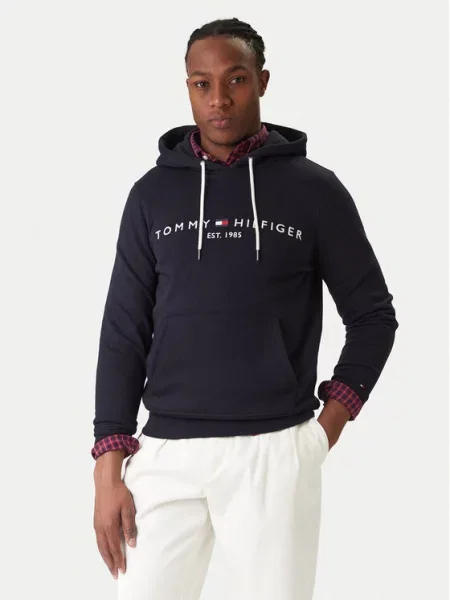 Bluza Tommy Hilfiger z kapturem z logo granatowa