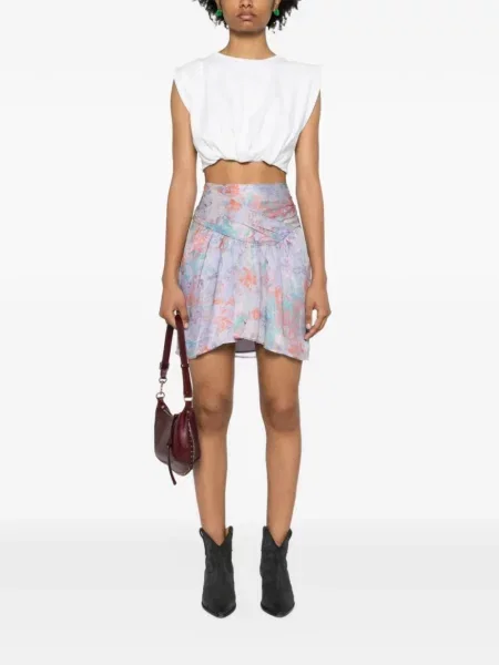 Fusta mini Iro cu imagine cu imprimeu abstract în linie A violet