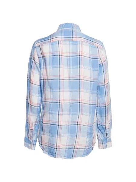 Карирана ленена риза Polo Ralph Lauren с принт синьо