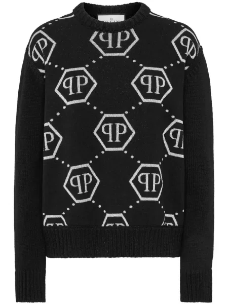 Pulover Philipp Plein cu autograf negru