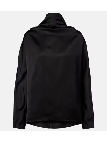 Satynowa bluzka Toteme drapowana czarna