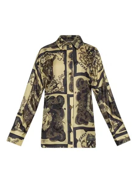 Cămașă Ganni de mătase galben