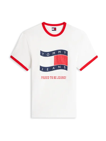 Tommy Jeans Tricou albastru închis / roșu alb