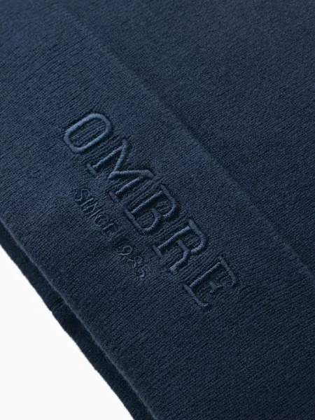 Pletená čiapka Ombre s nápisom modrá