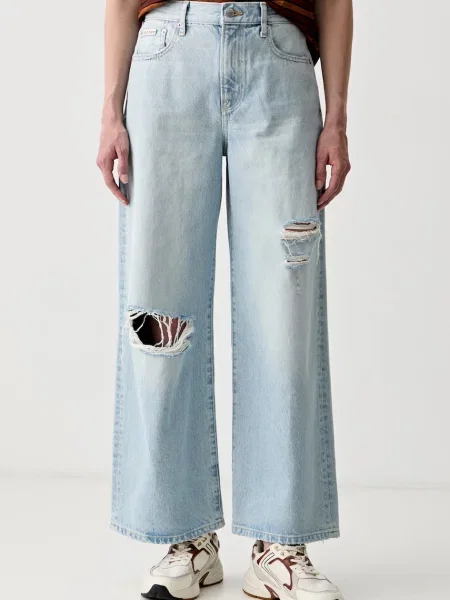 Calvin Klein Jeans blugi wide leg pentru femei albastru