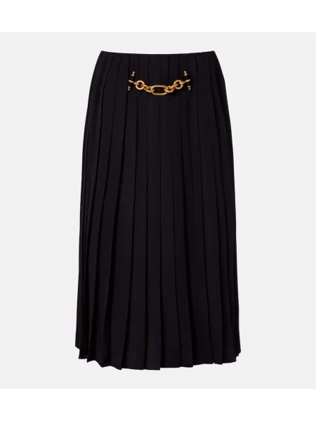 Fusta plisata Balmain plisată până la genunchi negru