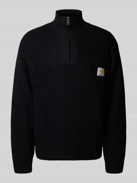 Sweter z dzianiny ze stójką i zamkiem błyskawicznym Carhartt Work In Progress czarny