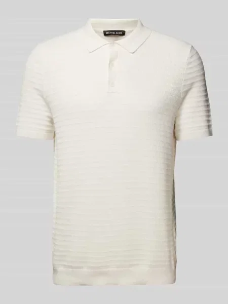 Koszulka polo o kroju regular fit z mieszanki bawełny i jedwabiu model ‘TUCK STRIPE’ Michael Kors biała