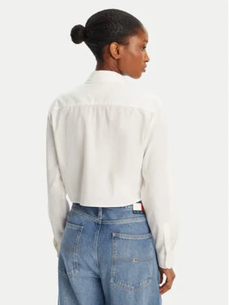 Csíkos cropped blúz Tommy Hilfiger fehér