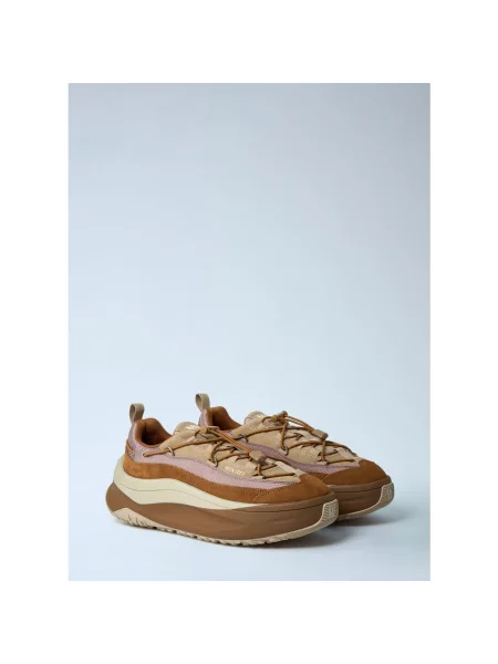 Sneakersy Moon Boot sznurowane koronkowe chunky brązowe