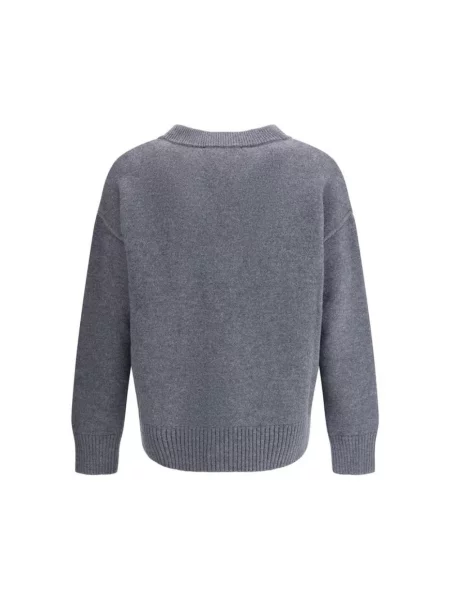 Sweter Ami Paris w serca z logo szary