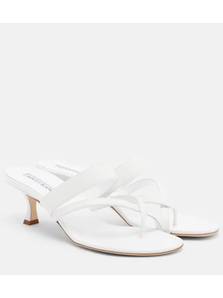 Chiloți tanga Manolo Blahnik din piele alb