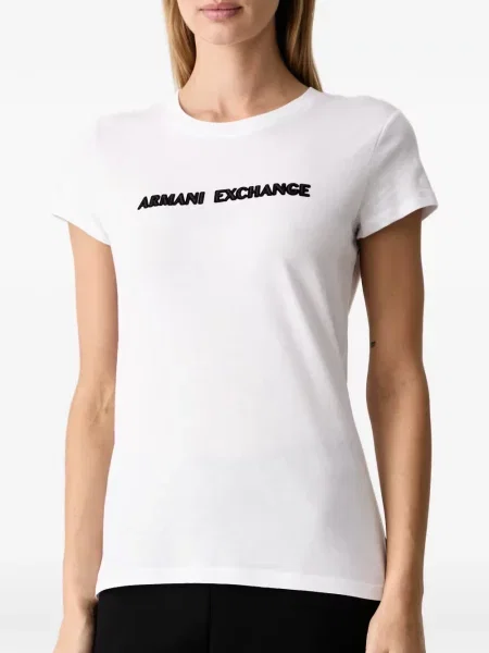 Tricou Armani Exchange cu broderie alb