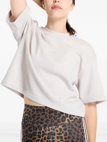 Футбол тениска с дълъг ръкав Adidas на райета мъниста бяло