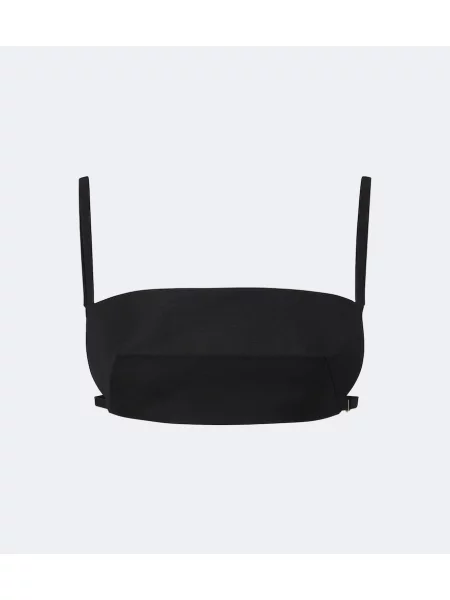 Top Jil Sander de lână cu spatele deschis negru