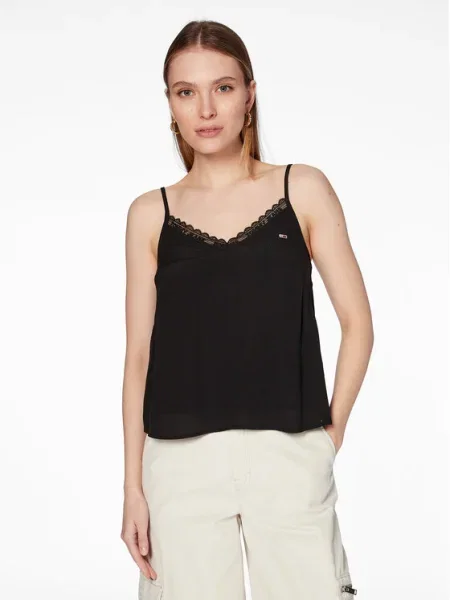 Top din denim Tommy Jeans negru