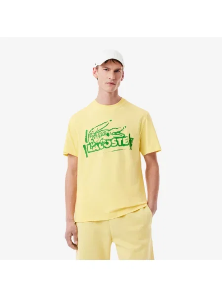 Lacoste Koszulka Z Bawełnianego Dżerseju żółty