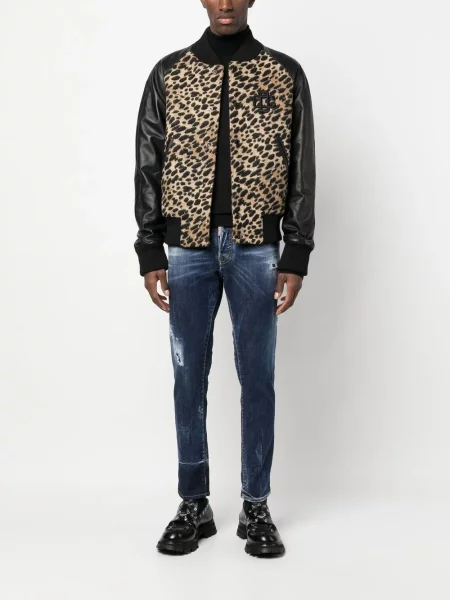 Džíny Dsquared2 s oděrkami modré
