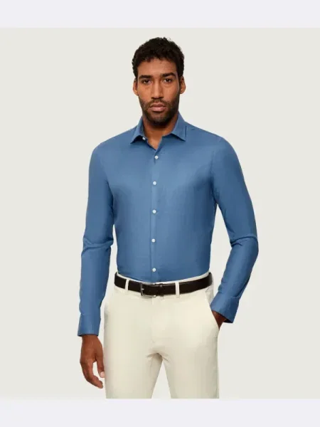 Calvin Klein Cămașă cu adaos de lână albastru