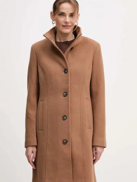 Вълнено палто Dkny преходен модел черно