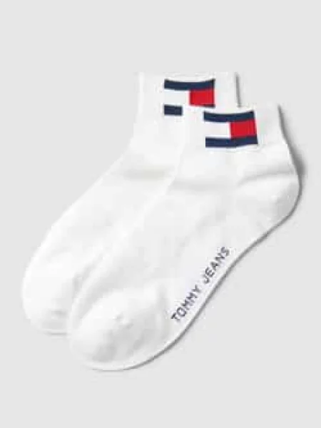 Krótkie skarpety z nadrukiem z logo w zestawie 2 szt. Tommy Jeans białe