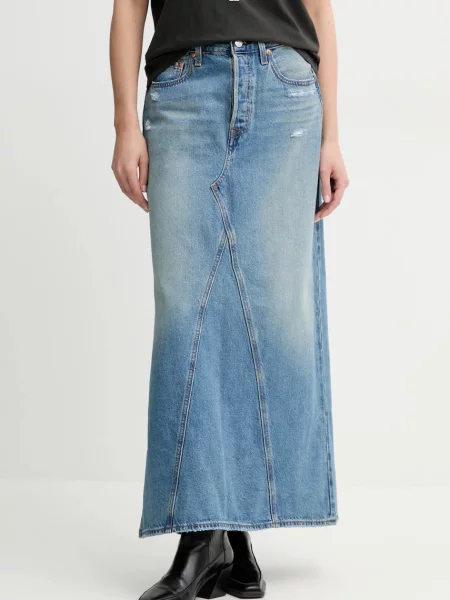 Fustă din denim Levi's® cu crăpătură lungă albastru