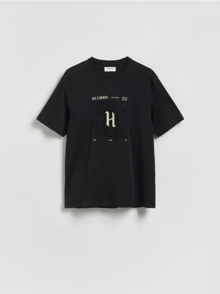 Reserved Tricou regular cu aplicație negru
