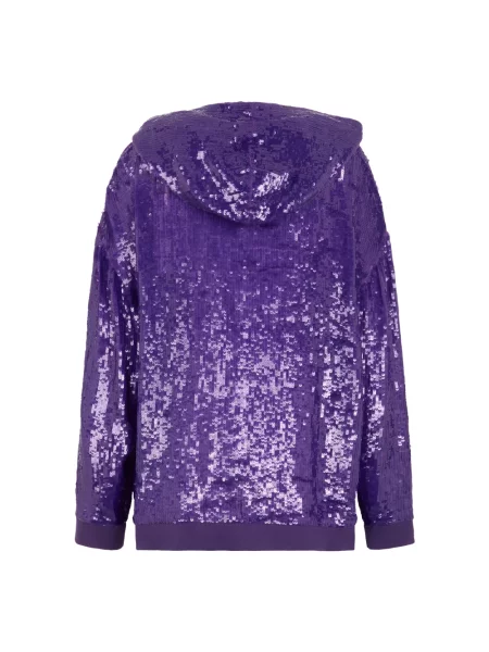 Bluza z kapturem Valentino Garavani z cekinami z kapturem fioletowa