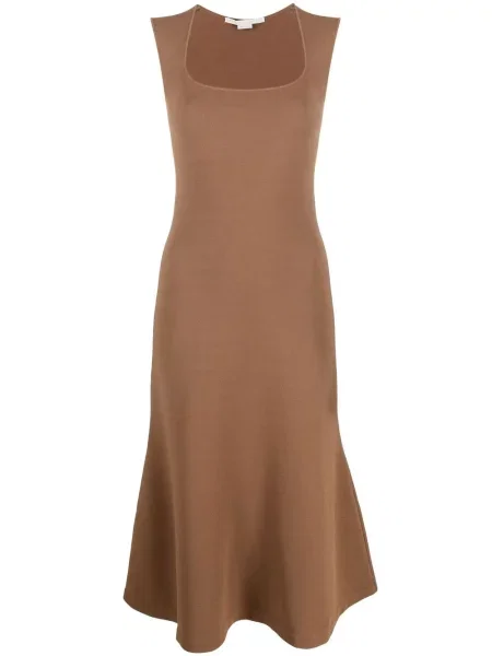 Rochie Stella Mccartney fără mâneci evazată maro