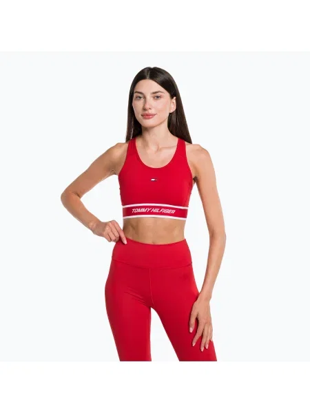 Tommy Hilfiger Mid Int Tape Racer Back fitness podprsenka červená