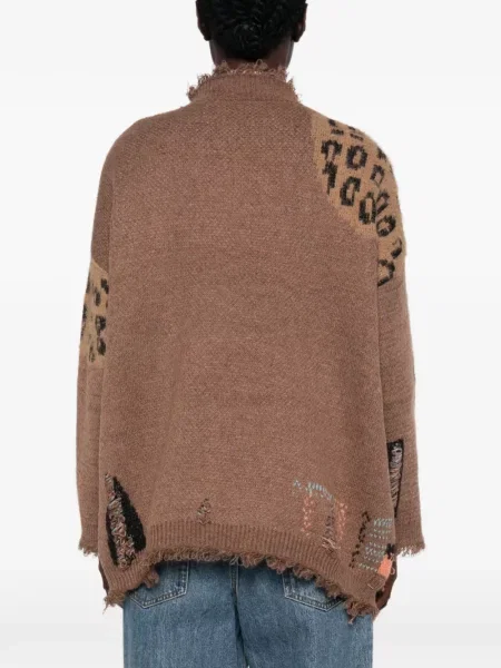 Kardigan Paper Lace s leopard uzorkom s čipkom smeđa