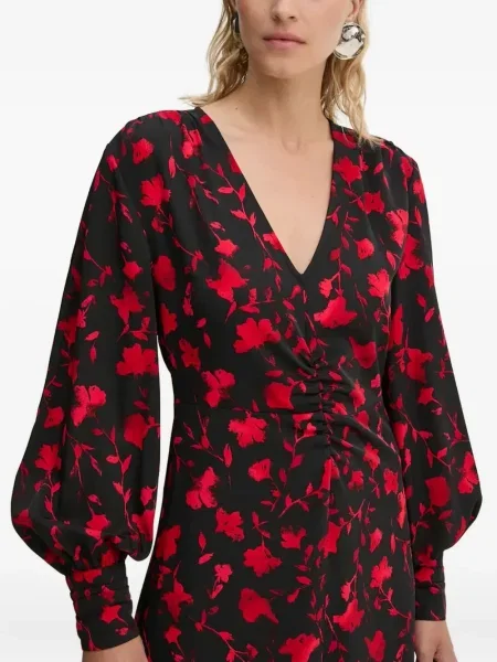 Rochie Gestuz cu model floral de costum negru