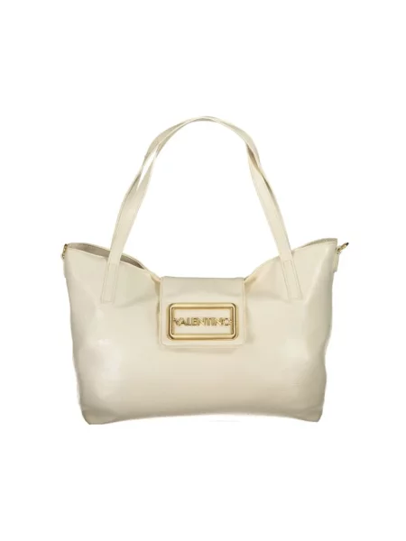 Lniana shopperka Valentino By Mario Valentino biznesowa beżowa