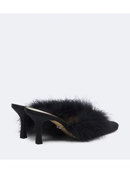 Papuci tip mules Mach & Mach din satin negru