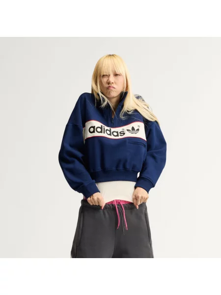Bluza z krótkim suwakiem adiSignature NY niebieska