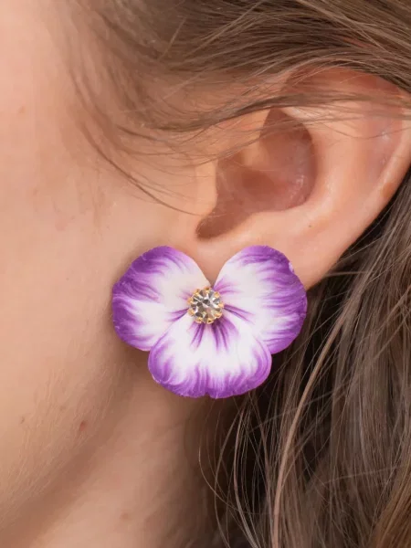 Cercei Jennifer Behr cu model floral violet