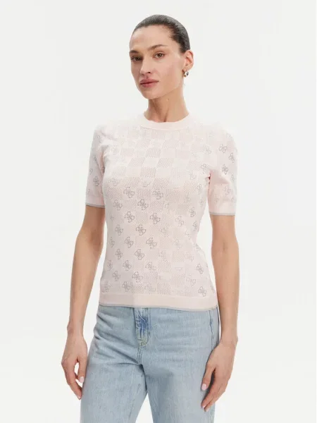 Guess sweter ROSIE lekki różowy