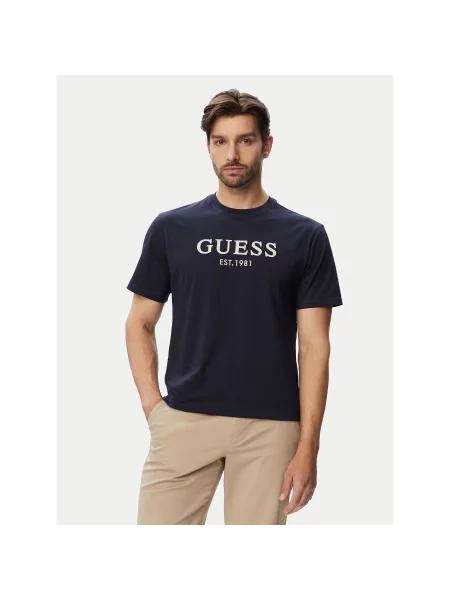 Guess Majica Mornarsko Regular Fit modra