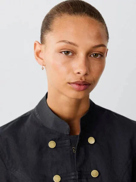 Zapinana kurtka black denim Teen XS MANGO TEEN czarna