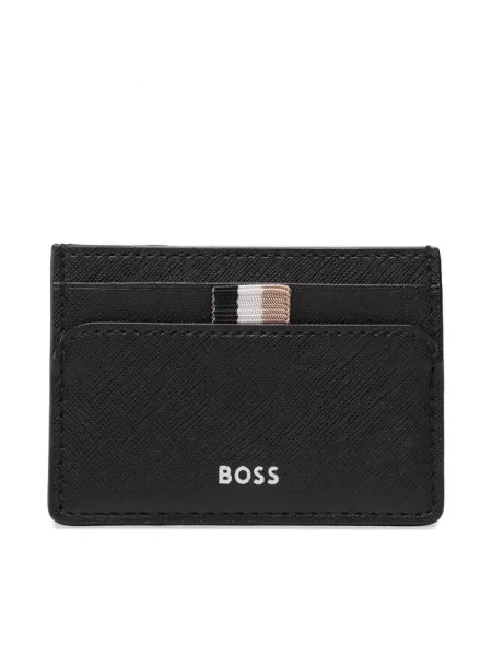 Portfel Boss z logo skórzany czarny