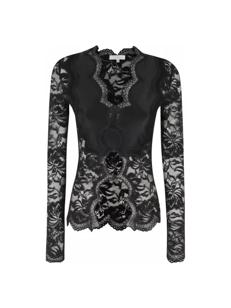 Bluzka Rabanne z długim rękawem koronkowa czarna